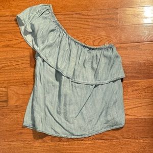 One shoulder denim like top size small